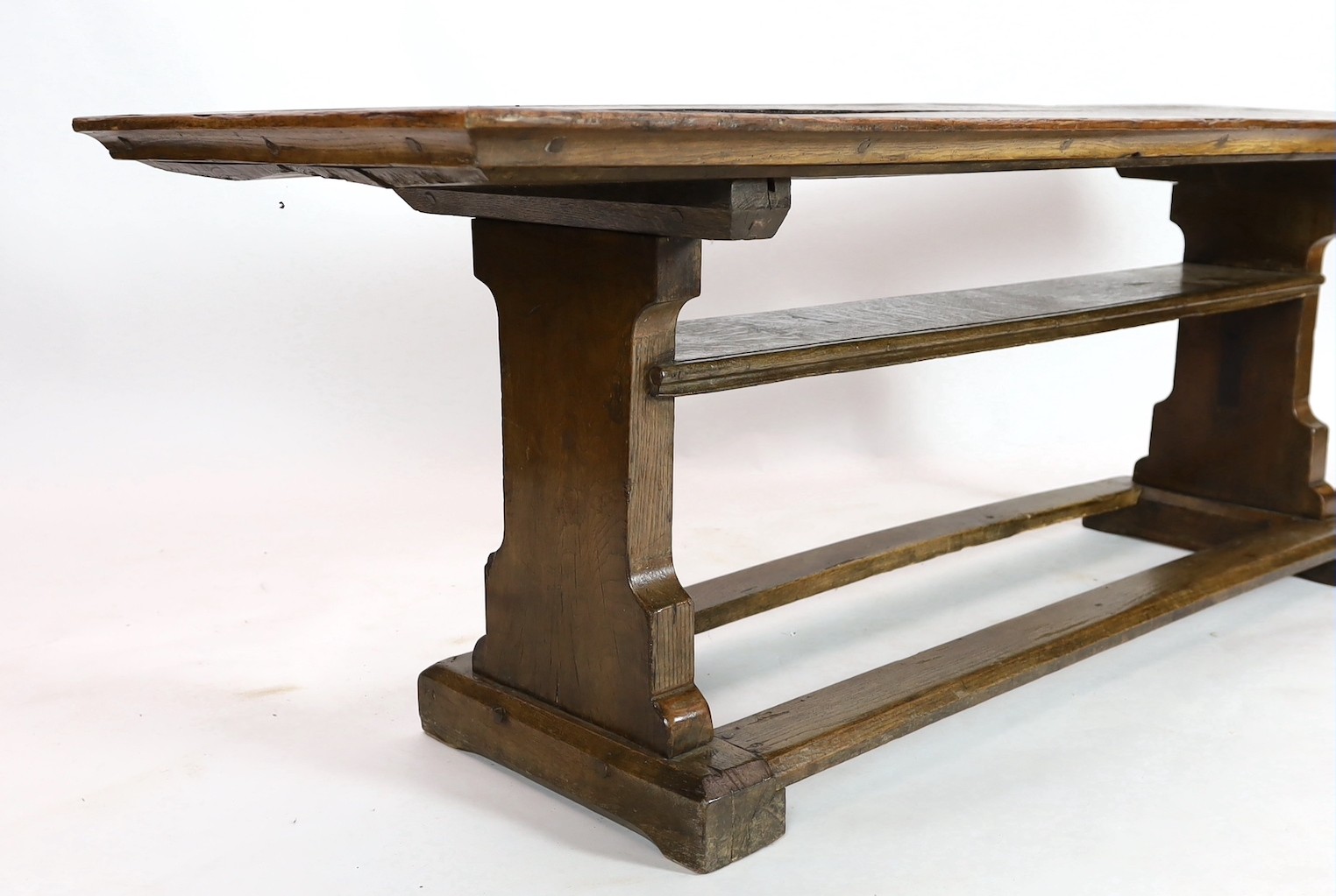 SOLD A narrow oak refectory table, part 17th century, 232 x 67cm, height 74cm